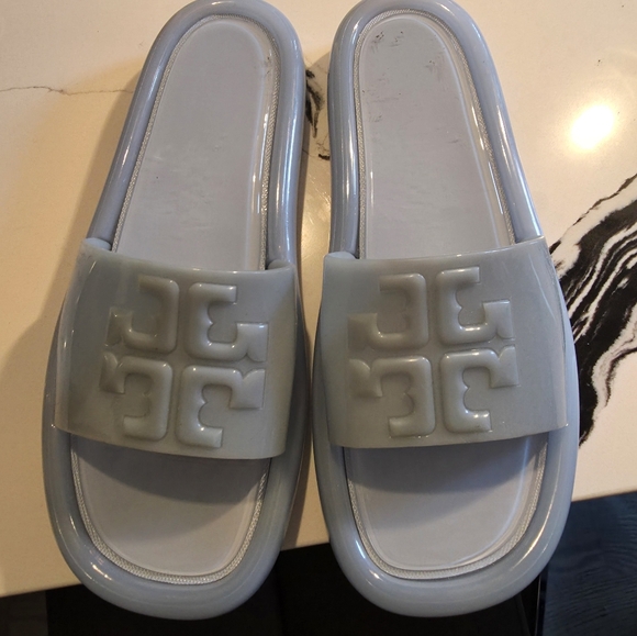 Light Blue Slide Sandals By TORY BURCH NEW - Picture 2 of 2